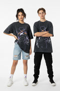 Sung Jin-Woo Shadow Monarch Lightning Black Oversized Graphic Tee | Solo Leveling Streetwear