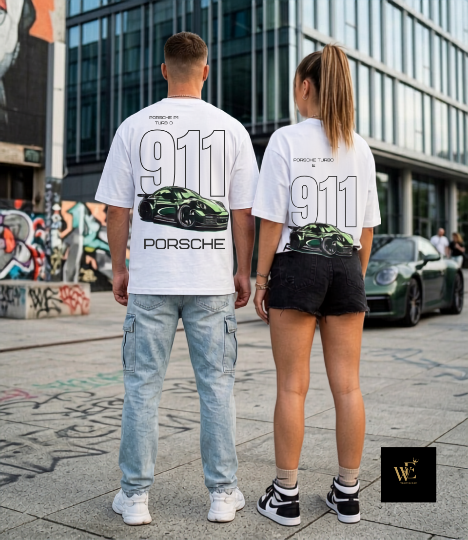 Unisex Oversized Porsche 911 Turbo Formula 1 Graphic T-Shirt – Vintage White Motorsport Streetwear Tee